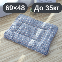 Solve М’який плюшевий килимок-лежанка для котів та собак, теплий двосторонній матрацик, 69×48, до 35 кг, сірий з зірочками KT8001144