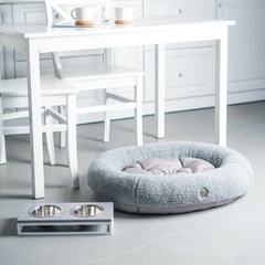 Овальний Лежак Harley and Cho Bagel Fur Gray M 75х65 cm Сірий для собак та котів (3700004)