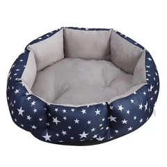 Лежак для котів собак круглий Lesko SY-2022-1208 Blue Stars L