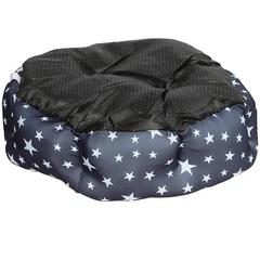Лежак для котів собак круглий Lesko SY-2022-1208 Blue Stars L