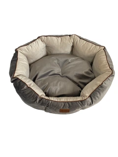 Без бренда Велюрова лежанка для собаки Wooki Queen Velour сіра/бежевій 60х50см