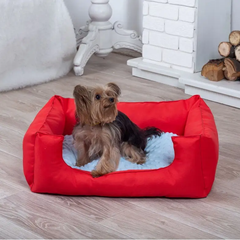 Pet Zoom Лежак лежанка для котів та собак спальне місце 70х50 см (13553-Нов) Червоний з блакитним
