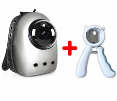 Рюкзак переноска для тварин з ілюмінатором, сірий 33*22*42 CS-1113 + Подарунок Кігтеріз для собак та котів CS-1100A