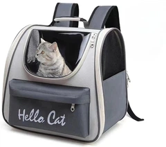 Без бренду Рюкзак переноска для тварин до 7,5 кг Hello Cat Сірий