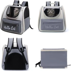 Без бренду Рюкзак переноска для тварин до 7,5 кг Hello Cat Сірий