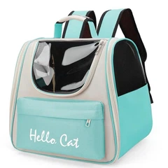 Без бренду Рюкзак переноска для тварин до 7,5 кг Hello Cat Бірюзовий колір