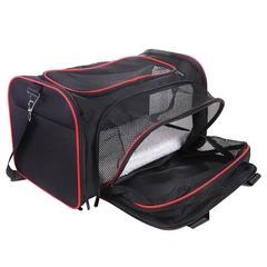 Сумка переноска для котів та собак CosmoPet CP-05 78x47x29 см Чорний/червоний