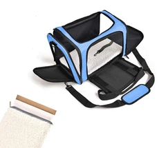 Сумка переноска CosmoPet для котів та собак 31x45x30 см Jeans Blue