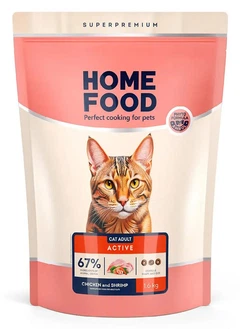 Корм для активних котів Home Food з курочкою та креветкою 1,6кг (4820235020071)