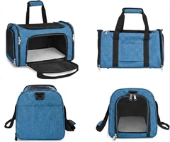 Сумка переноска для котів та собак 31x45x30 см CosmoPet CP-47-2 Jeans Blue