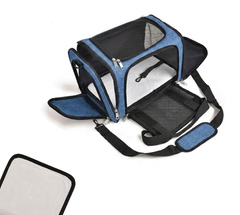 Сумка переноска для котів та собак 31x45x30 см CosmoPet CP-47-2 Jeans Blue