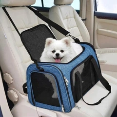 Сумка переноска для котів та собак 31x45x30 см CosmoPet CP-47-2 Jeans Blue
