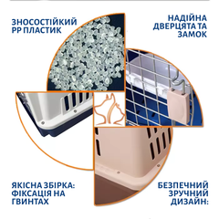 Haisen Пластикова Закрита Переноска для Собак і Котів 48*32*30 см до 9 кг Контейнер для Авіаперельотів та Міжнародних Перевезень Тварин з Металевими Кріпленнями та Дверцятами + Замок