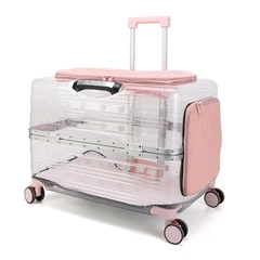 Без бренда Валіза‑переноска для тварин на колесах прозора CP-305 Pink