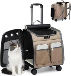 Voyagerpet Візок-рюкзак для переноска собак та котів Voyager Pet LVGB2010 з телескопічною ручкою та 4-ма колесами, Коричневий
