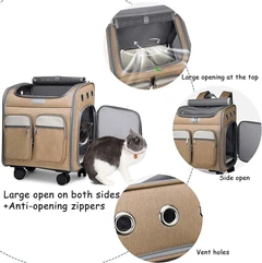 Voyagerpet Візок-рюкзак для переноска собак та котів Voyager Pet LVGB2010 з телескопічною ручкою та 4-ма колесами, Коричневий