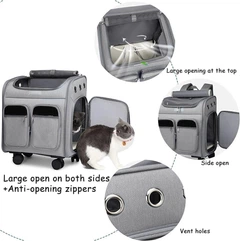 Voyagerpet Візок-рюкзак для переноска собак та котів Voyager Pet LVGB2010 з телескопічною ручкою та 4-ма колесами, Сірий