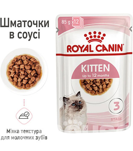 Royal Canin Вологий корм (шматочки в соусі) з м'ясо та м'ясні субпродукти для кошенят