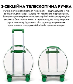 CosmoPet Візок переноска для котів та собак на колесах з телескопічною ручкою CP-302 47х42х24 см Помаранчевий