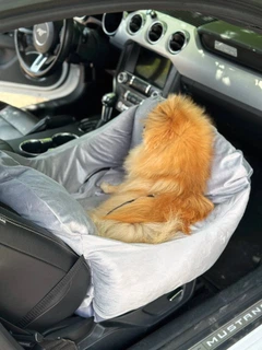 Автокрісло автогамак лежак сумка-переноска для собак та котів плюш 40х52х52 см Incor Сірий