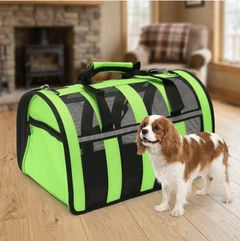 Без бренду Сумка-переноска For Friends GREEN paws M 41×25×26 см для собак і котів повітропроникна переноска