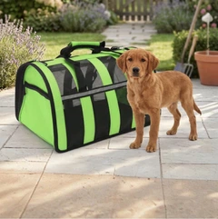 Без бренду Сумка-переноска For Friends GREEN paws M 41×25×26 см для собак і котів повітропроникна переноска