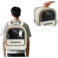 Без бренду Рюкзак-переноска BNBNO для тварин прозорий вентильований