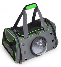 Сумка переноска для котів та собак CosmoPet CP-01 46x30x26 см Сірий/Зелений