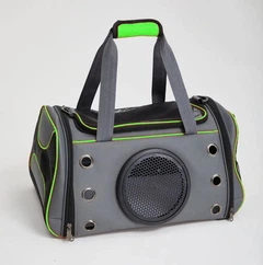 Сумка переноска для котів та собак CosmoPet CP-01 46x30x26 см Сірий/Зелений