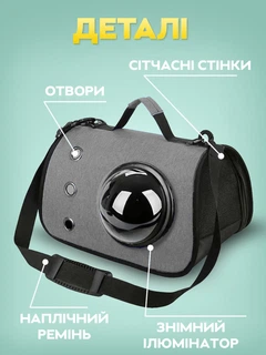 Переноска сумка для котів та собак з ілюмінатором CosmoPet CP-31 Grey