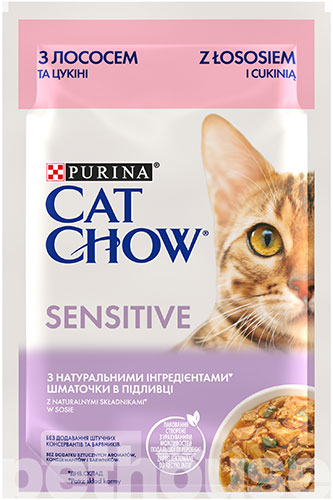 Cat Chow Вологий корм (шматочки в соусі) з м'ясо та м'ясні субпродукти риба лосось для котів