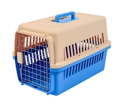 Без бренду Пластикова переноска для собак и котов до 15 кг, Blue/Beige