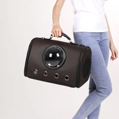 Сумка з ілюмінатором для переноски котів і собак 41x29x25 см CosmoPet CP-18 Dark Brown