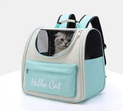 Рюкзак-переноска для тварин Hello Cat для котів і малих порід собак Бежево-Бірюзовий