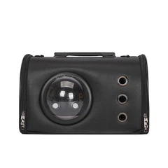 Сумка з ілюмінатором для переноски котів і собак 42x27x25 см CosmoPet CP-19 Black (штучна шкіра)