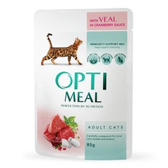 Optimeal Вологий корм (шматочки в соусі) з телятиною для дорослих котів