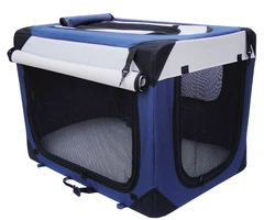 М'яка клітка для собак SENFUL Pet Soft Crate з флісовим килимком та чохлом, синьо-сіра, M (60х42х42 см)