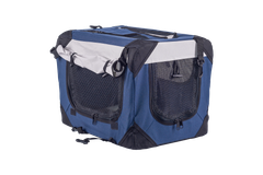 М'яка клітка для собак SENFUL Pet Soft Crate з флісовим килимком та чохлом, синьо-сіра, M (60х42х42 см)
