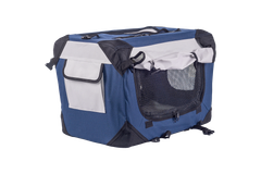 М'яка клітка для собак SENFUL Pet Soft Crate з флісовим килимком та чохлом, синьо-сіра, M (60х42х42 см)