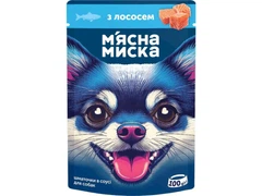 М'ясна Миска Вологий корм (шматочки в соусі) з лососем для дорослих котів