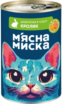 М'ясна Миска Вологий корм (шматочки в соусі) з кроликом для дорослих котів