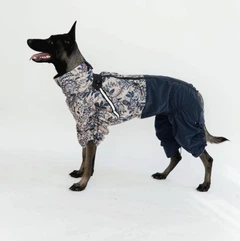 Дощовик для собак середніх та великих порід DIEGO rain new F темно-синій принт турецький огірок Розмір 5 комбінезон захисний від дощу та бруду для дівчаток