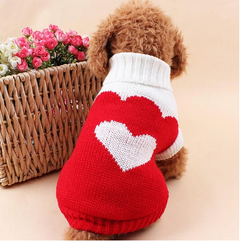 Светр для собак та котів EcoToys Heart S біло-червоний A: 20 см B: 29 см C: 18 см 6903