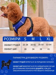 Без бренда Шлейка для собак дрібних і середніх порід і для кішок з повідцем прогулянкова VMHouse анатомічна шлея регульована для дресирування щенят і дорослих тварин зі світловідбиваючою нашивкою розмір M синій