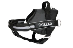 Нейлонова шлея для собак Collar DоgЕхтrеме Police N1 зі змінним написом 35-45 см Чорна (07041)
