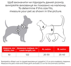 Шлея з повідцем для котів і дрібних порід собак WAUCAT Nylon з QR паспортом, малюнок "Colors of freedom", пластиковий фастекс (5510-4020 )