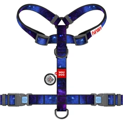 Шлея для собак анатомічна Н-подібна WAUDOG Nylon з QR паспортом, малюнок "NASA21", з двома фастексами, розмір S