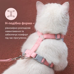 Шлея для котів і собак малих порід DUOMM анатомічна повітропроникна шлейка з повідцем Зелена L (50-56 см)