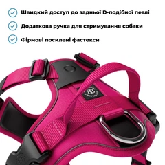 Шлея з переднім кільцем для собак що тягнуть повідець BullyBillows Hurricane Harness No Pull XS: ОШ 29-36 см, ОГ 40-58 см Малиновий