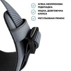 Шлея для собак з нагрудним кільцем та ручкою BullyBillows Lightweight Air Mesh Harness XS: ОШ 25-33 см, ОГ 33-43 см Сірий